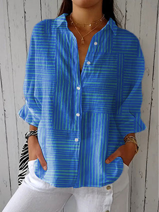 Alicia – Blusa de rayas azules