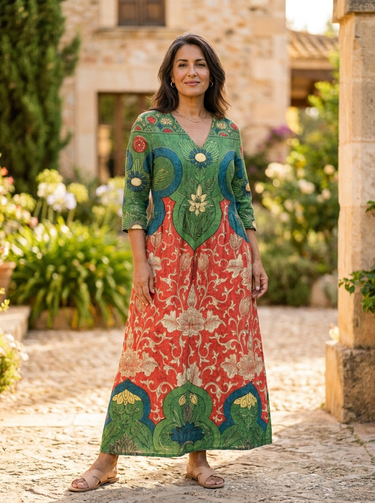 Judith | Vestido Maxi Vintage con Estampado Floral