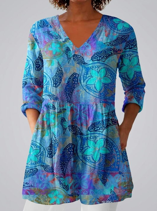 Julieta | Blusa larga con escote en V