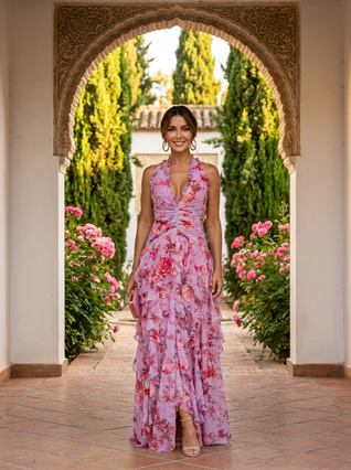 Bella | Vestido largo con cuello halter