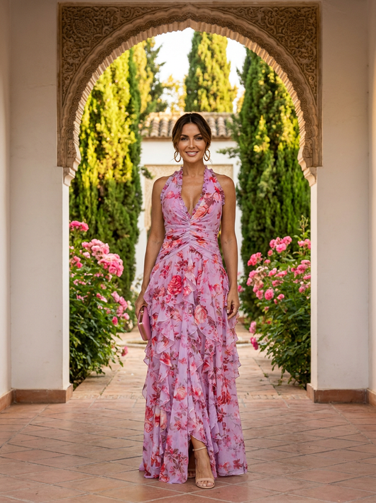Bella | Vestido largo con cuello halter