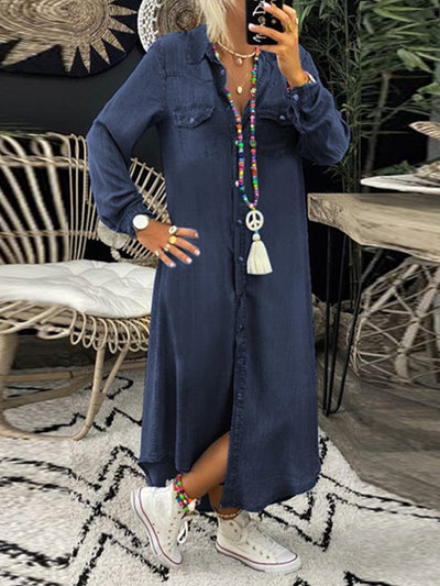 Elena | Vestido camisero en denim casual y elegante