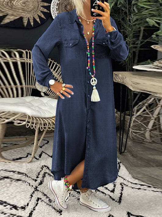 Elena | Vestido camisero en denim casual y elegante