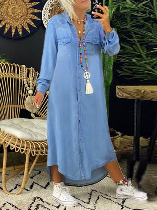Elena | Vestido camisero en denim casual y elegante