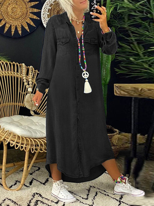 Elena | Vestido camisero en denim casual y elegante