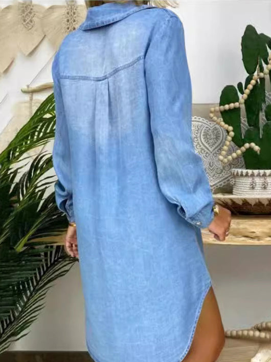 Mujer | Vestido Camisa de Denim Casual Elegante