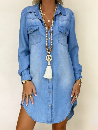 Mujer | Vestido Camisa de Denim Casual Elegante
