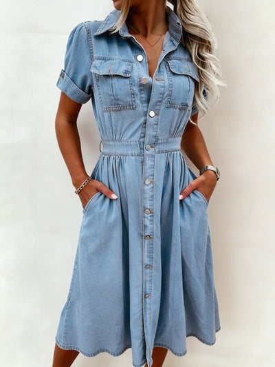 Deva | Vestido de denim de manga corta