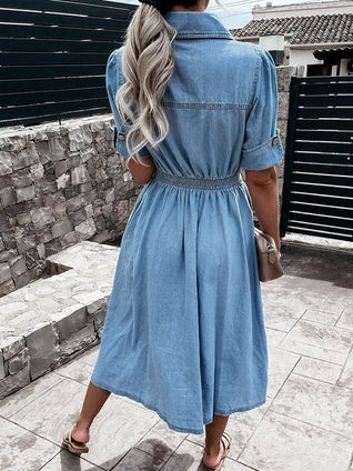 Deva | Vestido de denim de manga corta