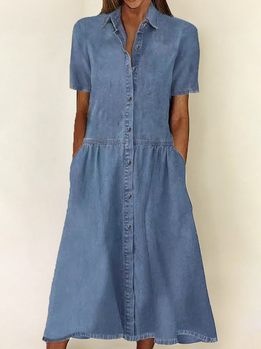 Carol | Vestido de denim con mangas cortas