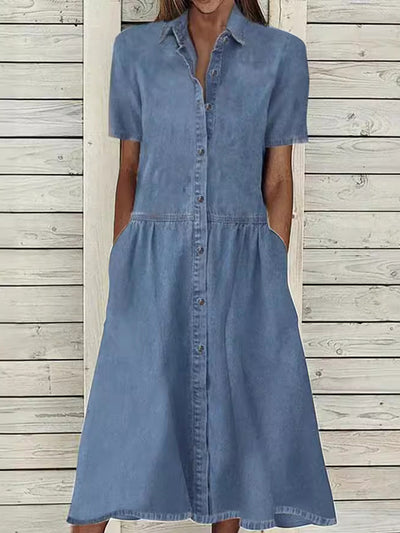 Carol | Vestido de denim con mangas cortas