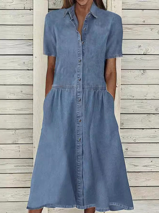 Carol | Vestido de denim con mangas cortas