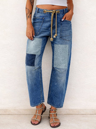 Marga | Vaqueros Patchwork con Cuerda