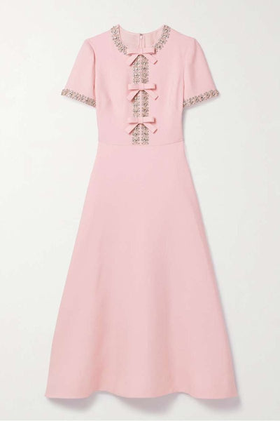 Aria™ | Vestido midi con lazo adornado con cristales