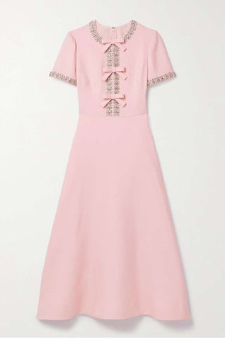 Zoe Vestido midi con lazo y adornos de cristal